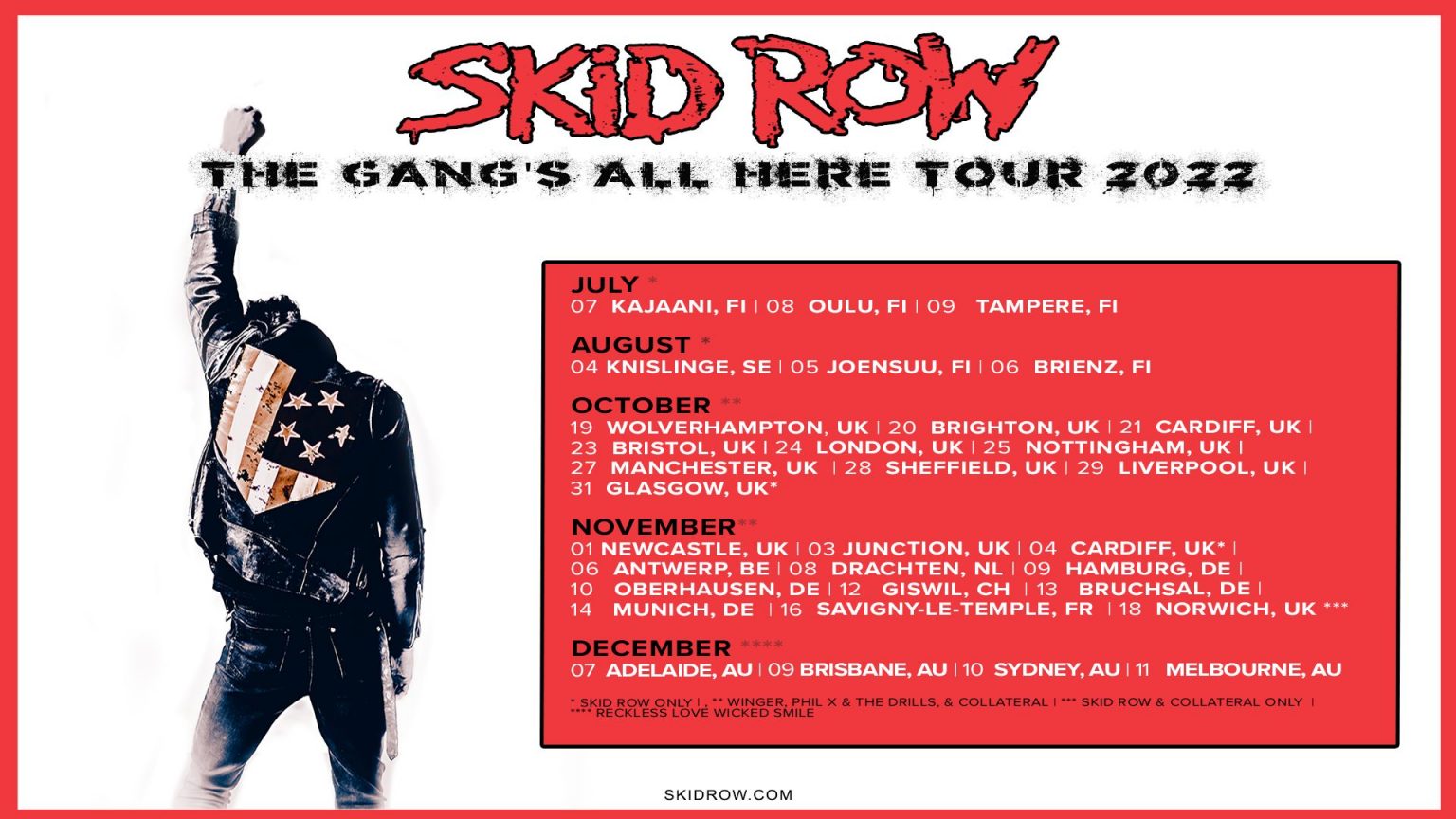 TOUR NEWS … Skid Row announce “The Gang’s All Here” tour dates for