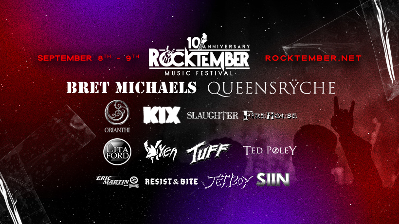 ROCKTEMBER 10th Anniversary set for Sept. 8th & 9th with Bret Michaels, Queensryche, Slaughter, Kix, Lita Ford, Firehouse, Vixen, Ted Poley and Tuff