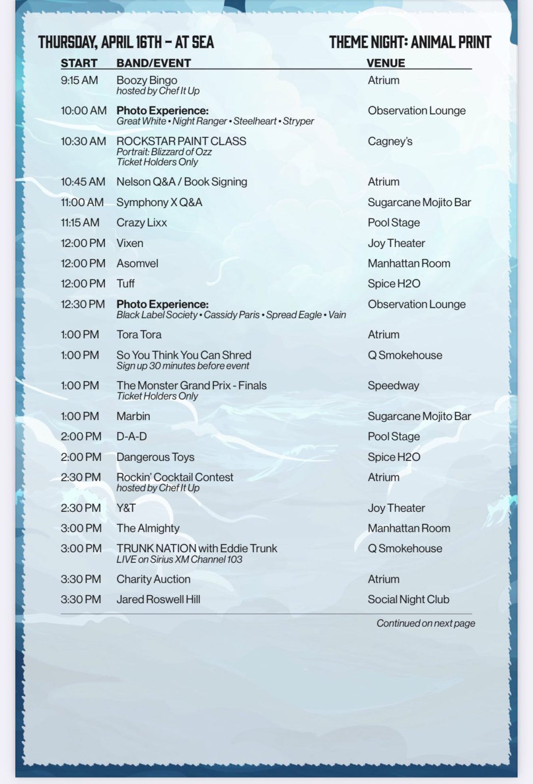 OFFICIAL SCHEDULES RELEASED ….. The Monsters of Rock Cruise Show ...